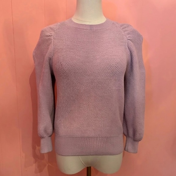 Ann Taylor Sweaters - Ann Taylor Lilac Crewneck Puff-Sleeve Sweater